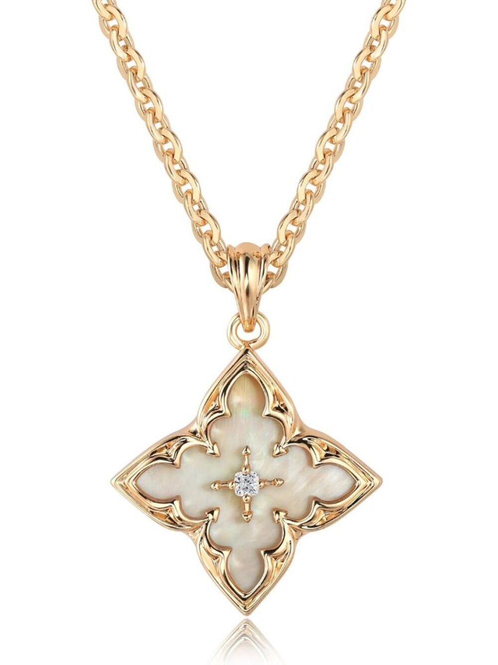 Women's White and Glod Adjustable Chain Choker Charm Pendant Lucky Necklaces